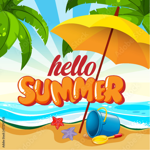 Hello summer banner template