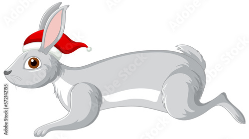 Cute grey rabbit cartoon character