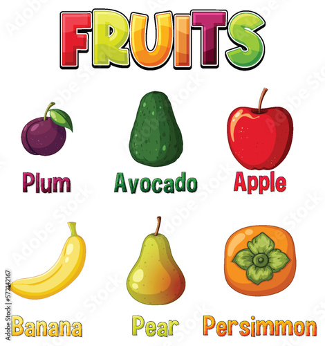 Set of fruits cartoon