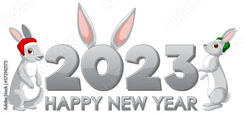 Happy New Year 2023 text for banner design