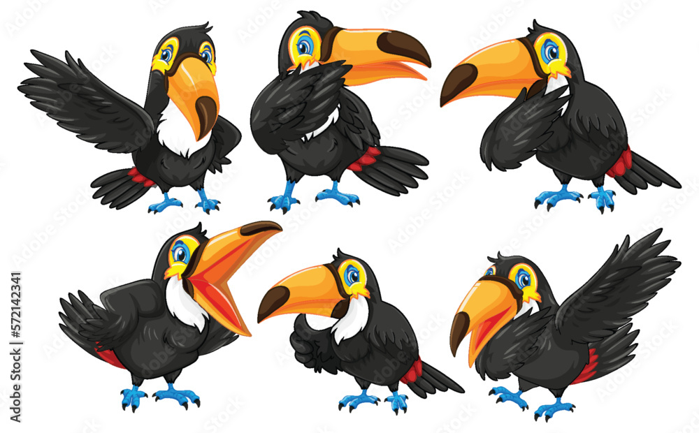 Fototapeta premium Toucan birds cartoon characters