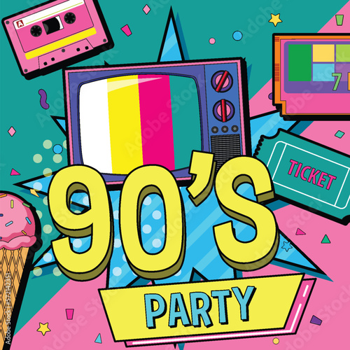 90s party poster template