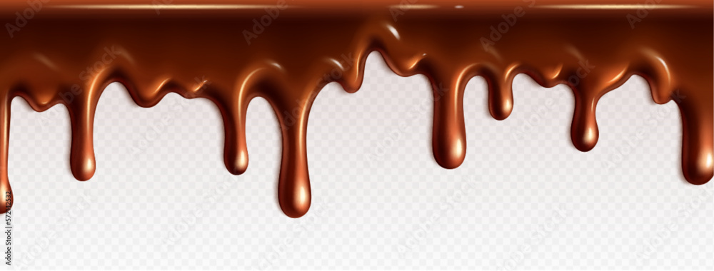 Realistic dripping chocolate texture. Vector isolated border of liquid melted chocolate cream for cake. 3d drip flow of dark cacao for dessert decoration. Brown horizontal glaze wave with tickle. Realistic dripping chocolate texture. Vector isolated border of liquid melted chocolate cream for cake. 3d drip flow of dark cacao for dessert decoration. Brown horizontal glaze wave with tickle.
