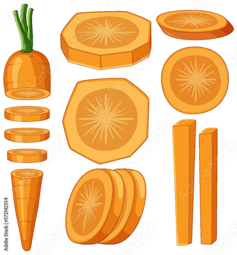 Set of carrot cartoon isolated