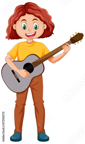 A girl playing acoustic guitar