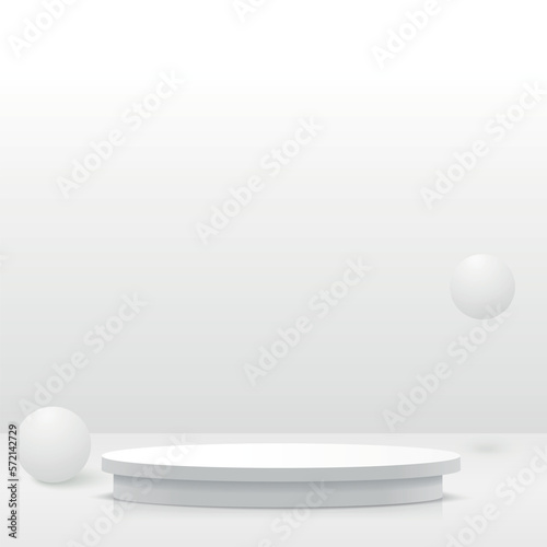 3d gray color podium and minimal white color wall scene. 3d podium minimal abstract background. Vector © Azad Mammedli
