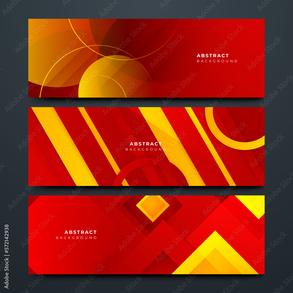 Set of modern red and yellow abstract geometric design banner background Set of modern red and yellow abstract geometric design banner background