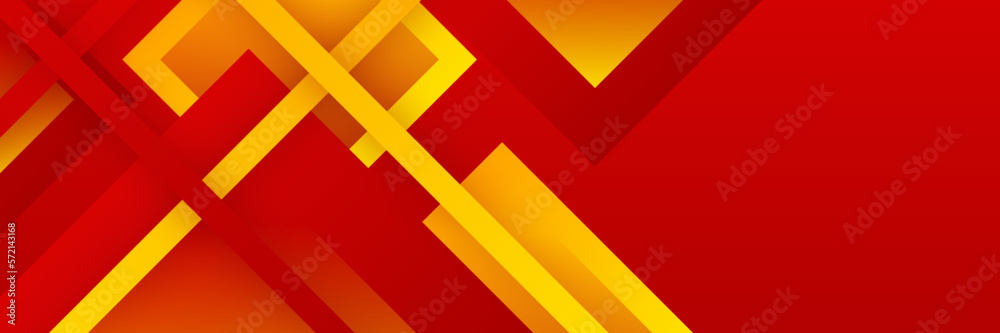 Vector Illustration of a Stunning Red and Yellow Geometric Banner Background