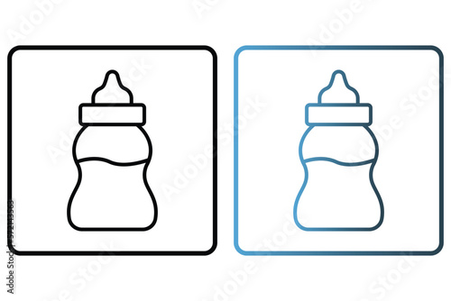 Baby bottle icon illustration. icon related to baby care. outline icon style. Simple vector design editable