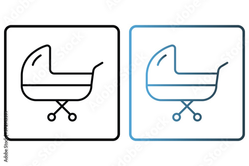 Baby carriage icon illustration. icon related to baby care. outline icon style. Simple vector design editable