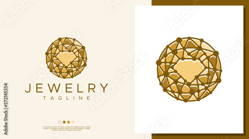 Colorful diamond jewelry logo design template