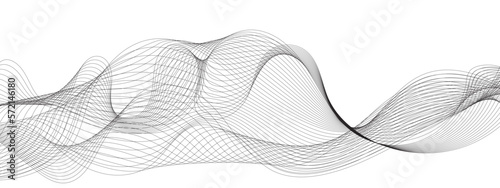 Grey abstract wave lines on white paper background.