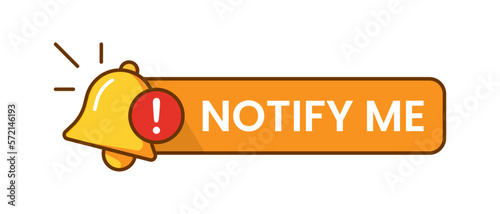 reminder, notify me button with bell notification flat design icon vector illustration