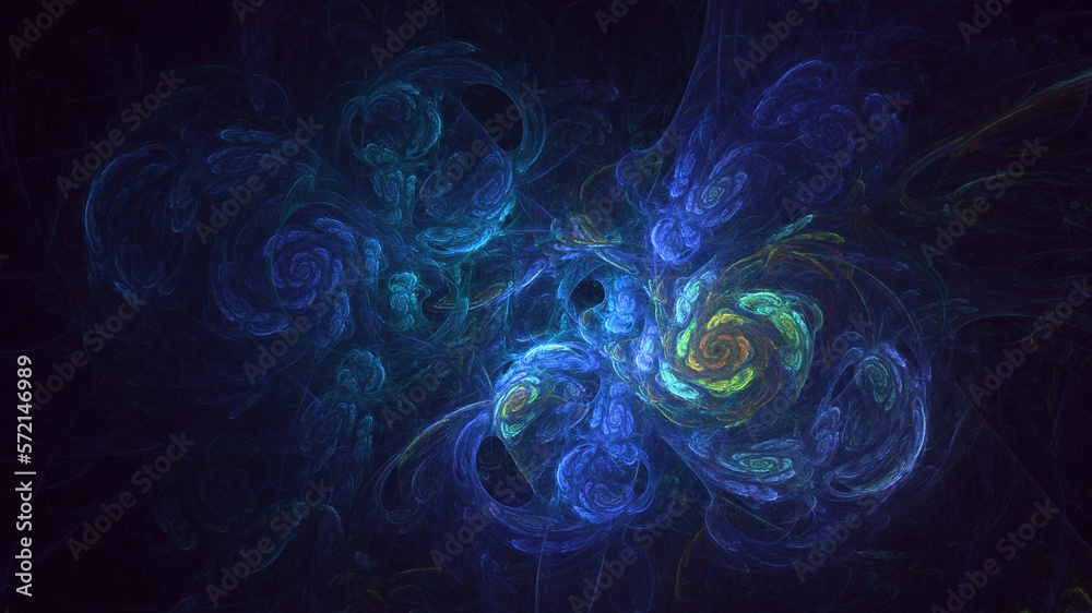 Fototapeta premium 3D rendering abstract blue fractal light background