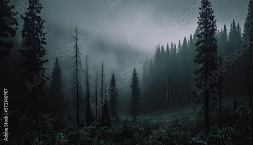 Forest Landscape With Foggy Weather Wallpaper Generated AI HD 4K