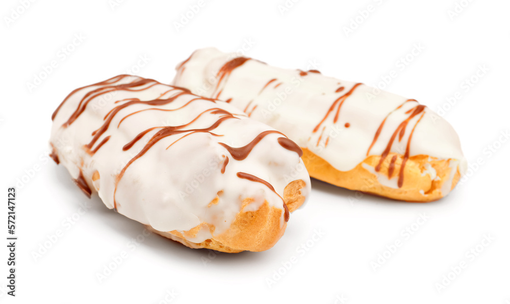 Yummy eclairs isolated on white background Yummy eclairs isolated on white background