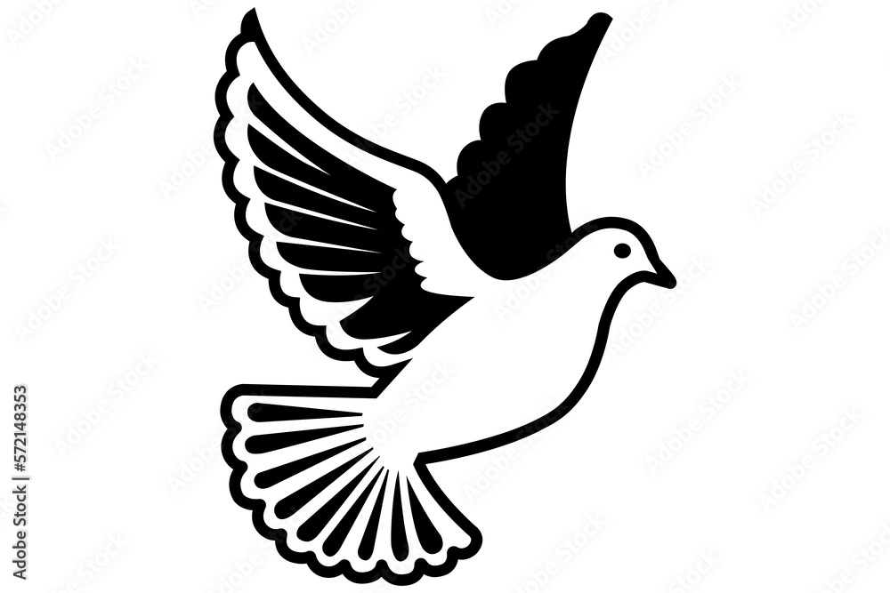 Vetor de black icon white dove symbol of peace. flat vector ...