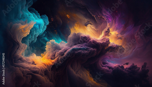 Abstract colorful nebula, Generative AI