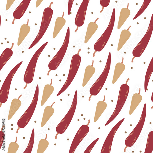 Seamless pattern black and red chilli peppers. 