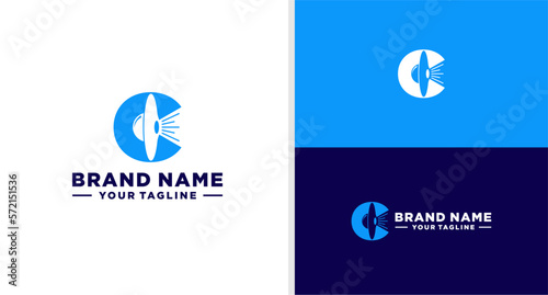 LETTER C LOGO UFO ALIEN NEGATIVE SPACE EDITABLE