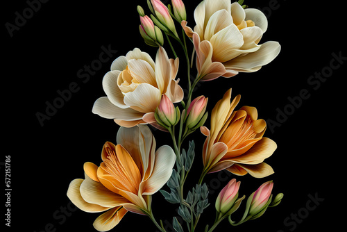 Freesia Flowers  Illustration  Generative AI