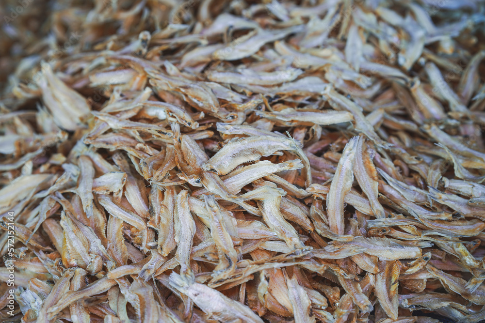 Fototapeta premium Dried small fish is a food processing in Thailand.