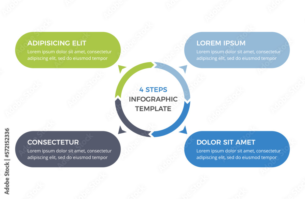 Circle diagram with 4 steps with place for your text, infographic template Circle diagram with 4 steps with place for your text, infographic template
