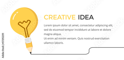 Yellow bulb with pencil drawing line, creative idea or education concept