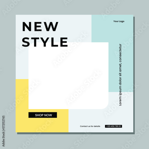 Editable minimal square banner template. Suitable for social media post and web internet ads. Vector illustration with photo college