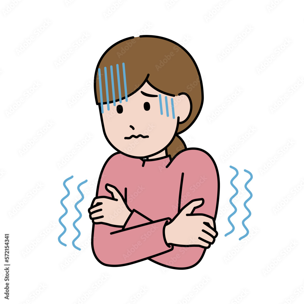 震えている女性 震えている女性