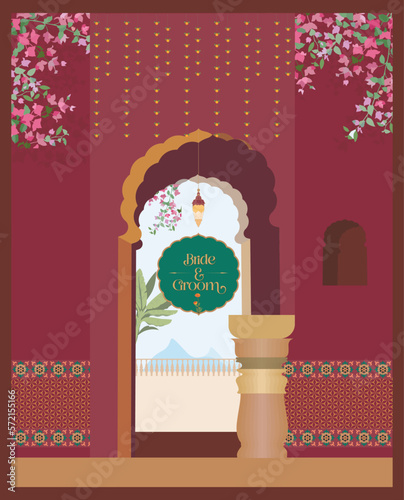 An Invitation card template useful for auspicious Indian days, such as House Warming, Puja, Wedding, Engagements, Spiritual activities, etc. 