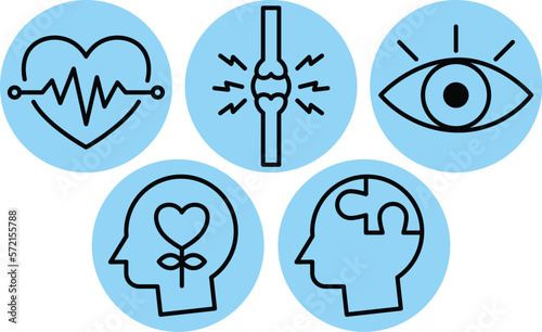 Set of body health illness line icon
