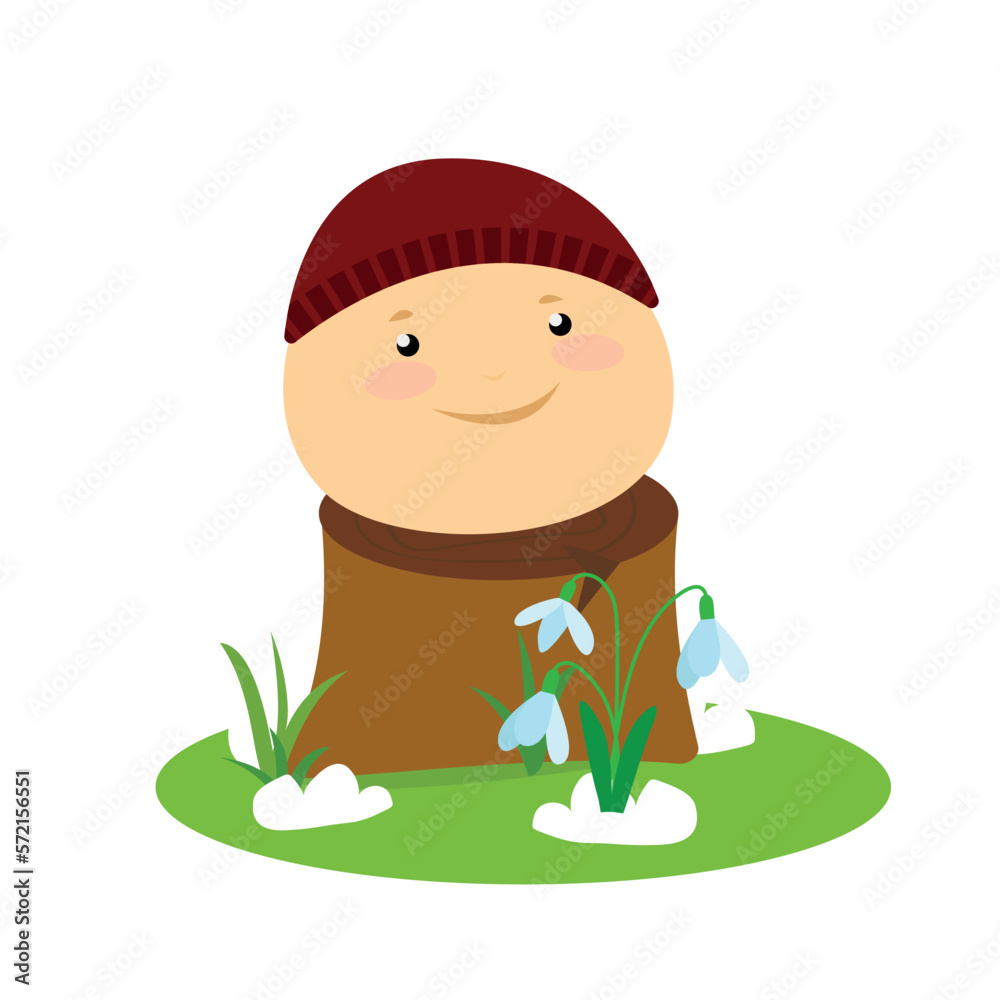 cute little boy with snowdrop in the camp vector illustration design cute little boy with snowdrop in the camp vector illustration design