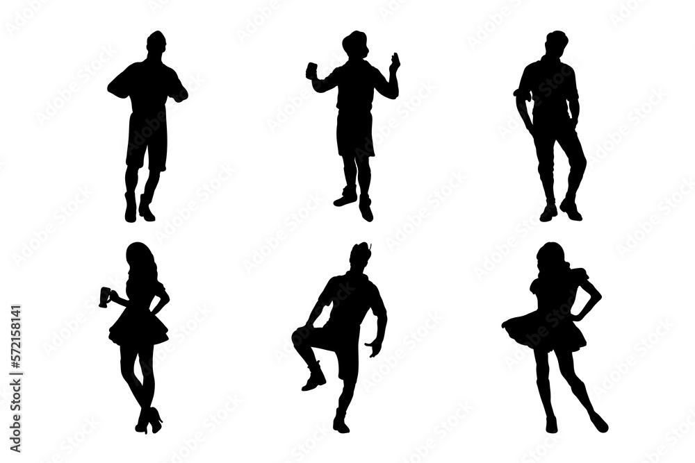 Set of silhouettes of Beer Oktoberfest Costume vector design Set of silhouettes of Beer Oktoberfest Costume vector design