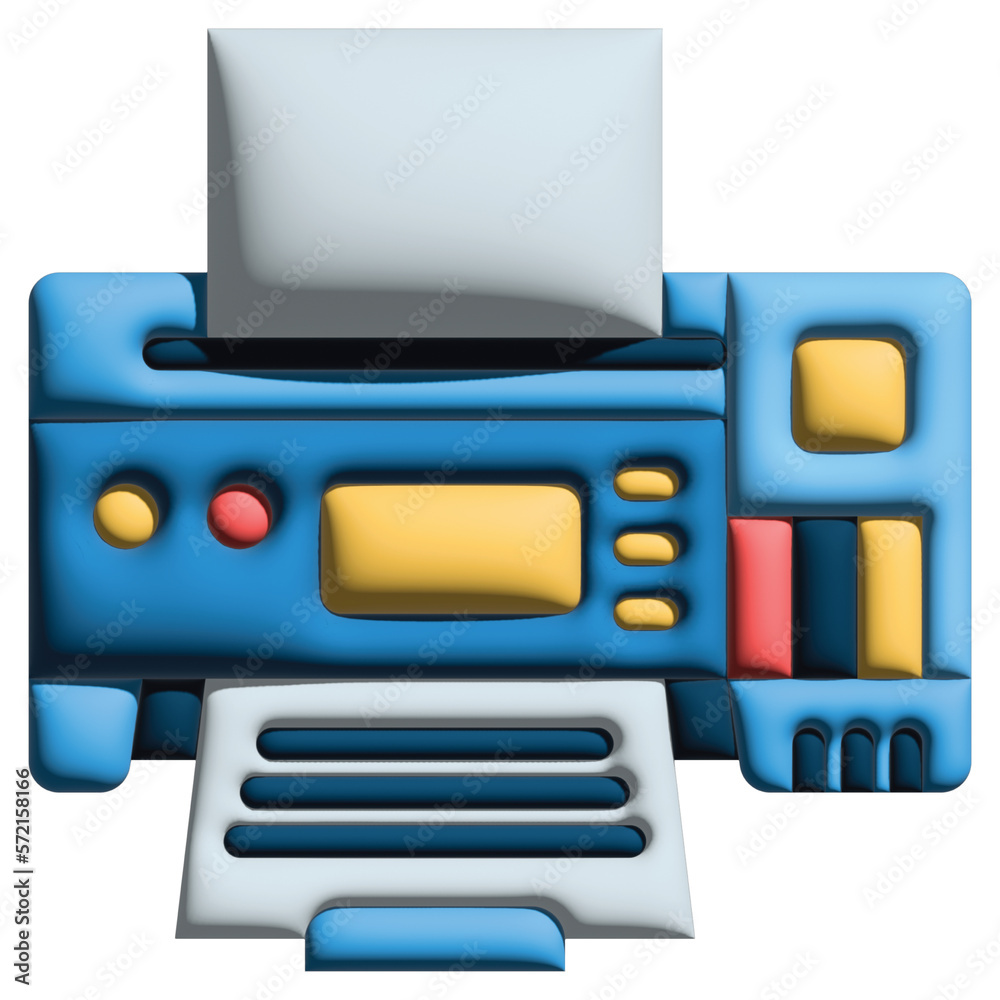 Obraz premium 3D illustration printer in office set 