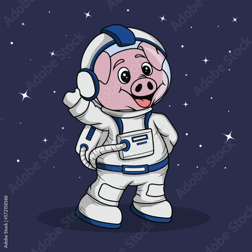 artwork illustration and t shirt design cute astronaut pig for sticker