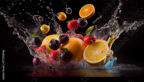 fruits dropping in Water