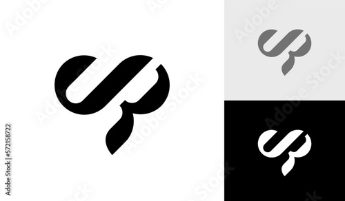 Letter JR initial monogram with heart shape logo design vector