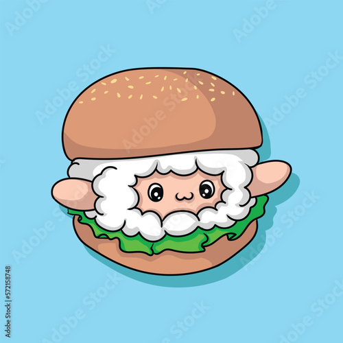 artwork illustration and t shirt design cute burger sheep for sticker