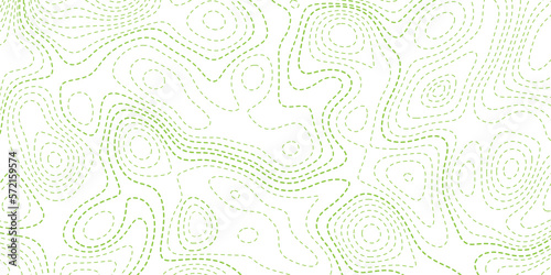 Green contours vector topography. Geographic mountain topography vector illustration. Topographic pattern texture. Map on land vector terrain. Elevation graphic contour height green dot lines.