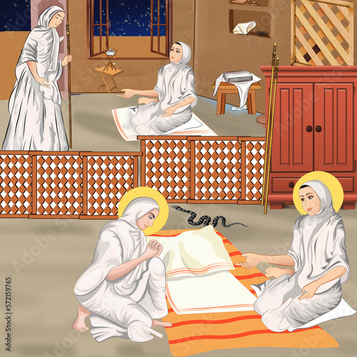 Chandanbala story Illustration jainism story art work.