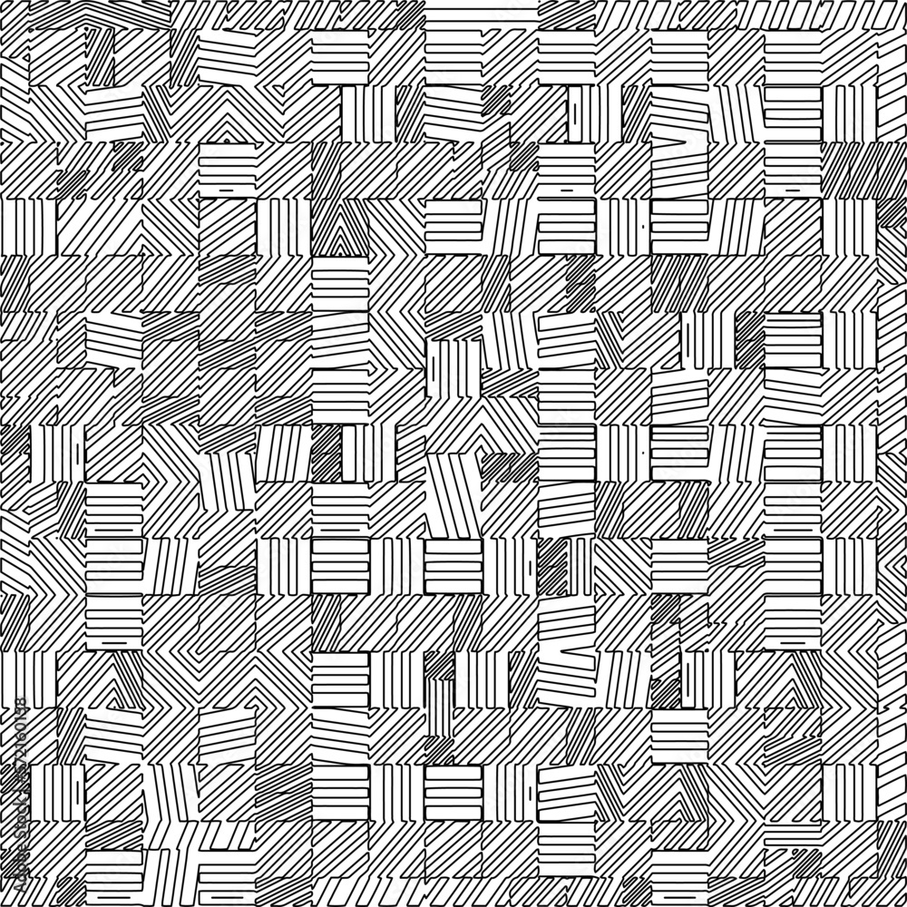 Abstract striped textured geometric pattern. Line Art Pattern.