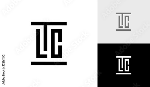 Law symbol with letter TLC initial monogram logo design vector