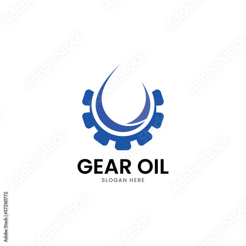 Water drop vector logo design with gears cogs concept , illustration of water drop with gears cogs for liquid oil eco energy and industrial company.