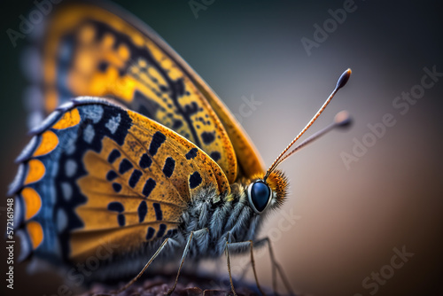 A close-up selective focus shot of a butterfly. Generative AI © Hayatun