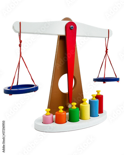 Wooden weighing beam balance, weighing scale, measurement scale toy for kids.