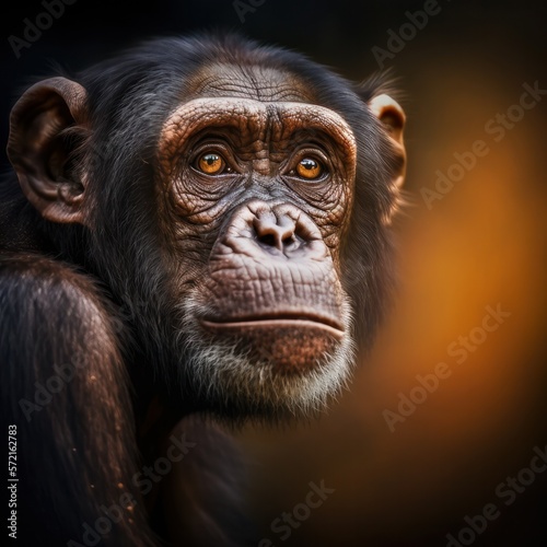 Close up of Chimpanzee - Safari Snapshot Nature's Portrait Animal Natural Lighting © ParinApril