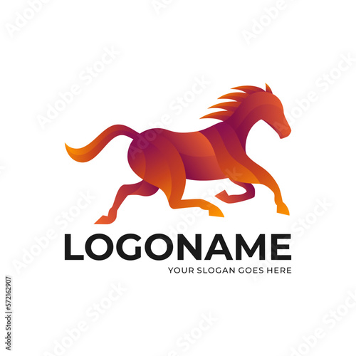 Logo icon ilustration Horse gold gradient colorful style