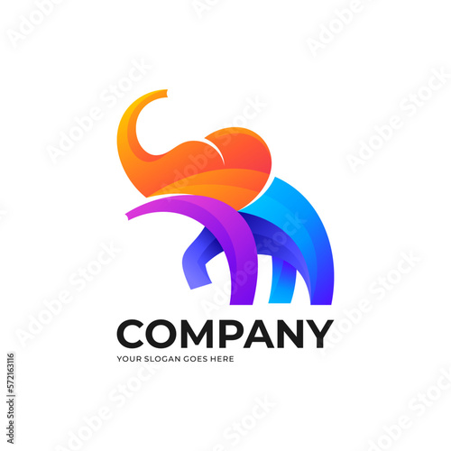 Vector logo icon ilustration Elephant gradient colorful style