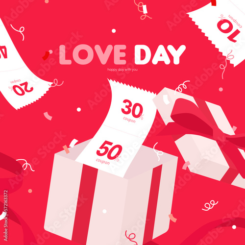 gift box and discount coupon for romantic event